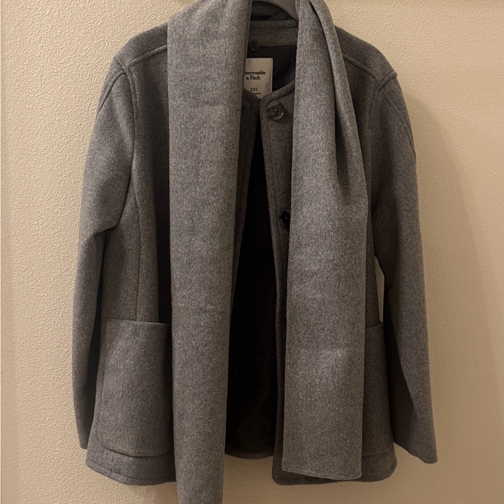 Abercrombie and Fitch Wool Blend Coat with Removable Scarf - Picture 4 of 5